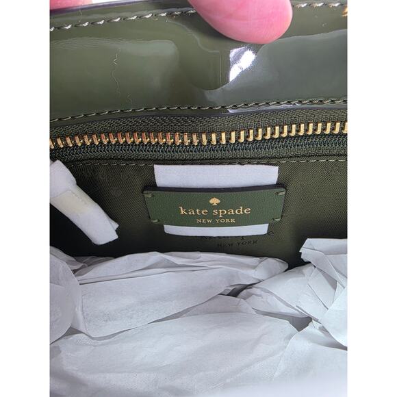 KATE SPADE Reegan Patent Green with Gold Accents NEW Small Shoulder Bag NWT - Picture 8 of 12